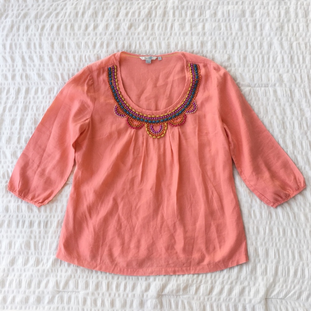 😍 Boden Beaded Linen Beaded Top